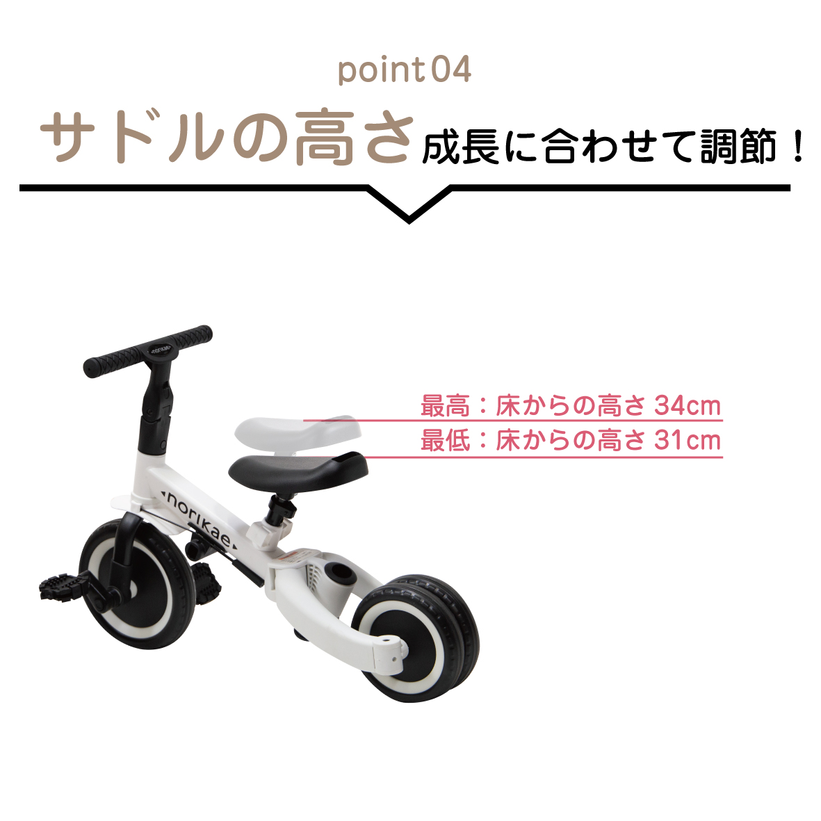 子供用三輪車 4in1新色 三輪車のりもの押し棒付き 自転車